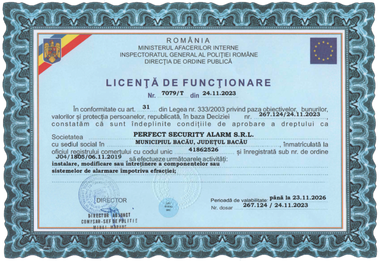 licenta instalare sisteme de securitate